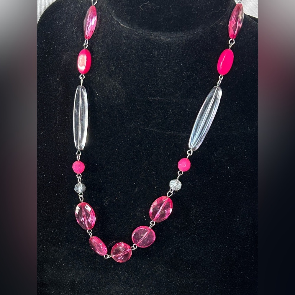 Paparazzi Vibrant Pink and Clear Necklace